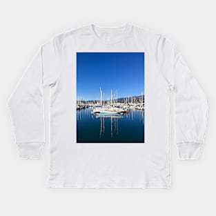 Yacht Harbor with Sailboats Kids Long Sleeve T-Shirt
